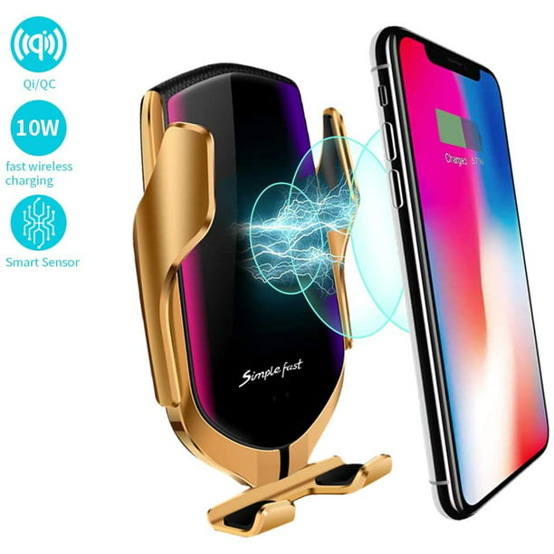 Multi Angle Rotation Gold Wireless Charging Car Phone Holder Smart Sensor Automatic Clamping 10 W 